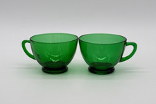 Anchor Hocking Forest Green Vtg Glass Punch Cups 1950s Set Of 2 Emerald Green 