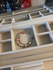 Genuine Pandora Bracelet 18cm With Charms And Jewellery Box
