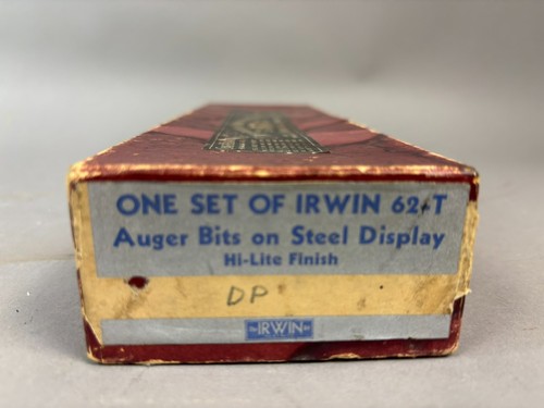 NOS Antique Vtg THE IRWIN BIT 20s Tin Advertising Display Rack Sign w Orig Box - Picture 10 of 12