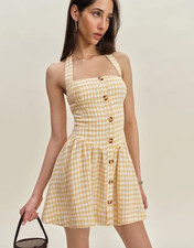 Reformation 'Mariela' Linen Dress MSRP $218 | Sunshine Check | US 2