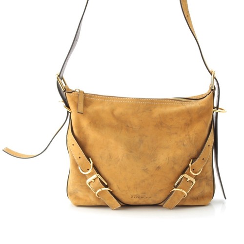 GIVENCHY VOYOU Calf Leather Crossbody Shoulder Bag Beige Camel Used