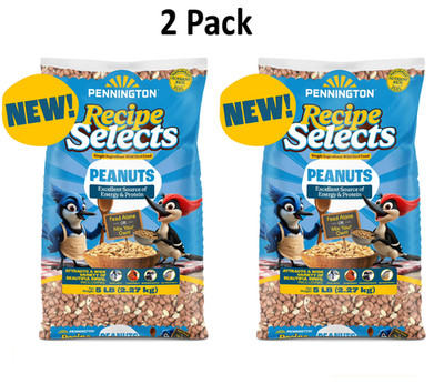 Pennington Shelled Peanuts Wildlife and Wild Bird Food, 5 lb. Bag, 2 Pack, Dry