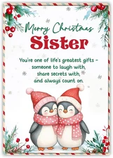 Christmas Card for Sister, Heartfelt Sister Christmas Card with Festive Design,
