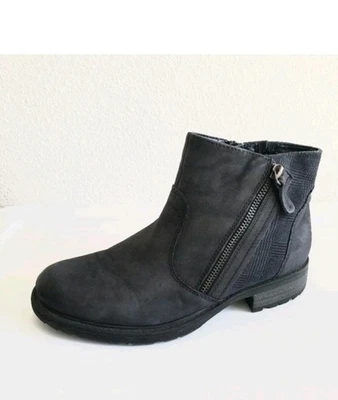 Earth Jordan Women Moto Zip Up Comfy Booties size 7.5B Navy Brushed Leather - Image 1 of 4