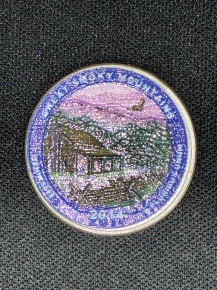 Great Smokey Mountains 2014p America The Beautiful Colorized Washington Quarter  - Image 4 of 4