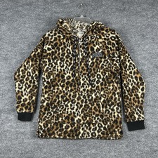 Victoria s Secret PINK Leopard Sherpa Hoodie Women s XS Half-Zip Fuzzy Pullover