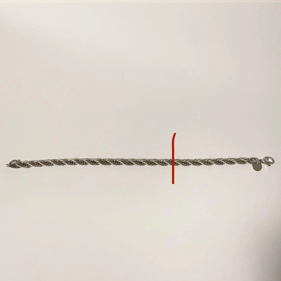 Tiffany & Co. Plata de Ley 925 y 18K Oro Twist Cuerda Cadena Pulsera 17cm - Imagen 2 de 4