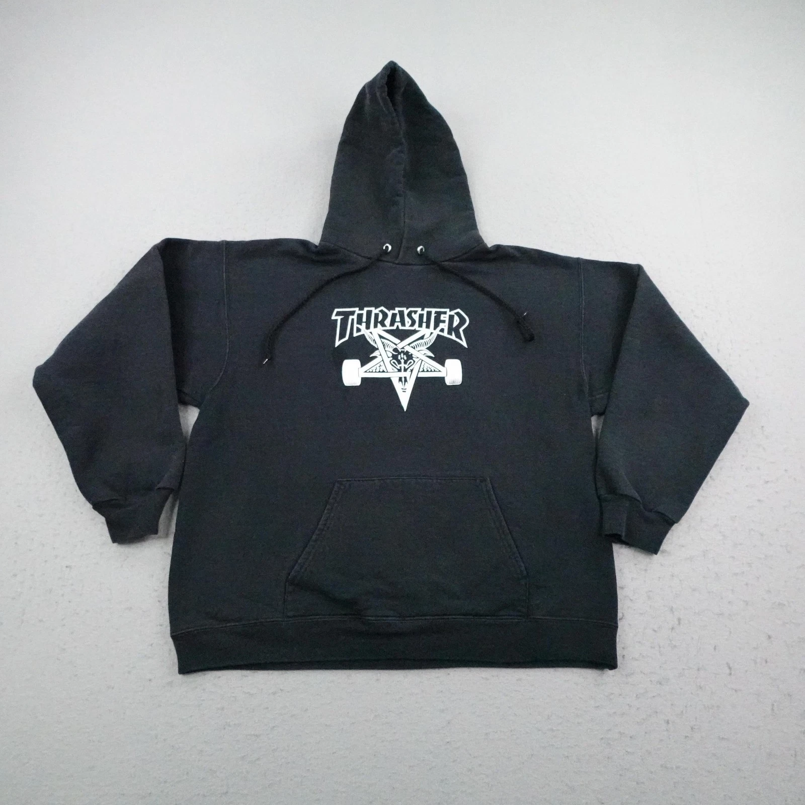 Thrasher Hoodie Mens Medium Black Pentagram Goat Skateboarding Sweatshirt Skater