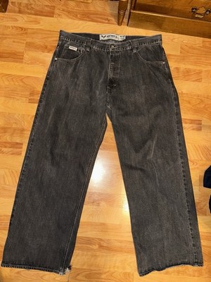 Avirex Loose Straight Fit Jeans Faded Black Wash Mens 42x34 Distressed Skater