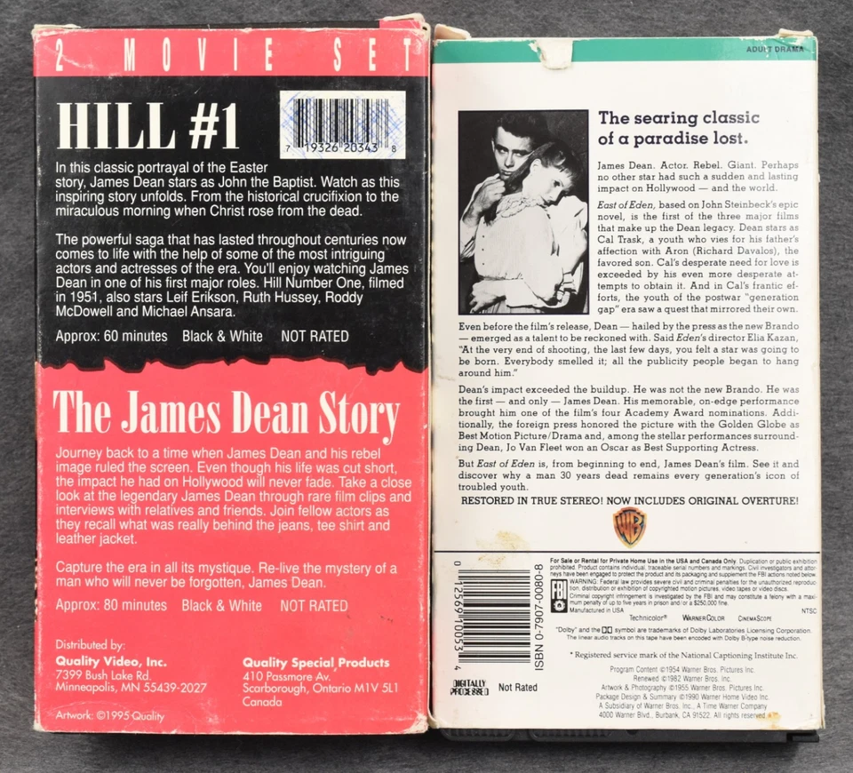 Lot 3 James Dean VHS Hill #1 The James Dean Story East of Eden Drama Classic - Image 2 of 4