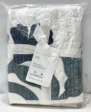 NEW Pottery Barn Mahalo Cotton Appliqué Quilted KING Sham~Blue