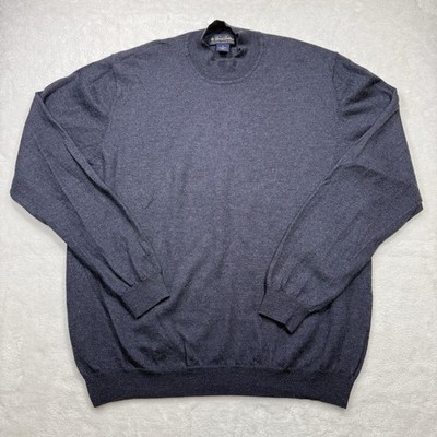 Brooks Brothers Extra Fine Italian Merino Wool Mens XL Blue Mock Neck Sweater