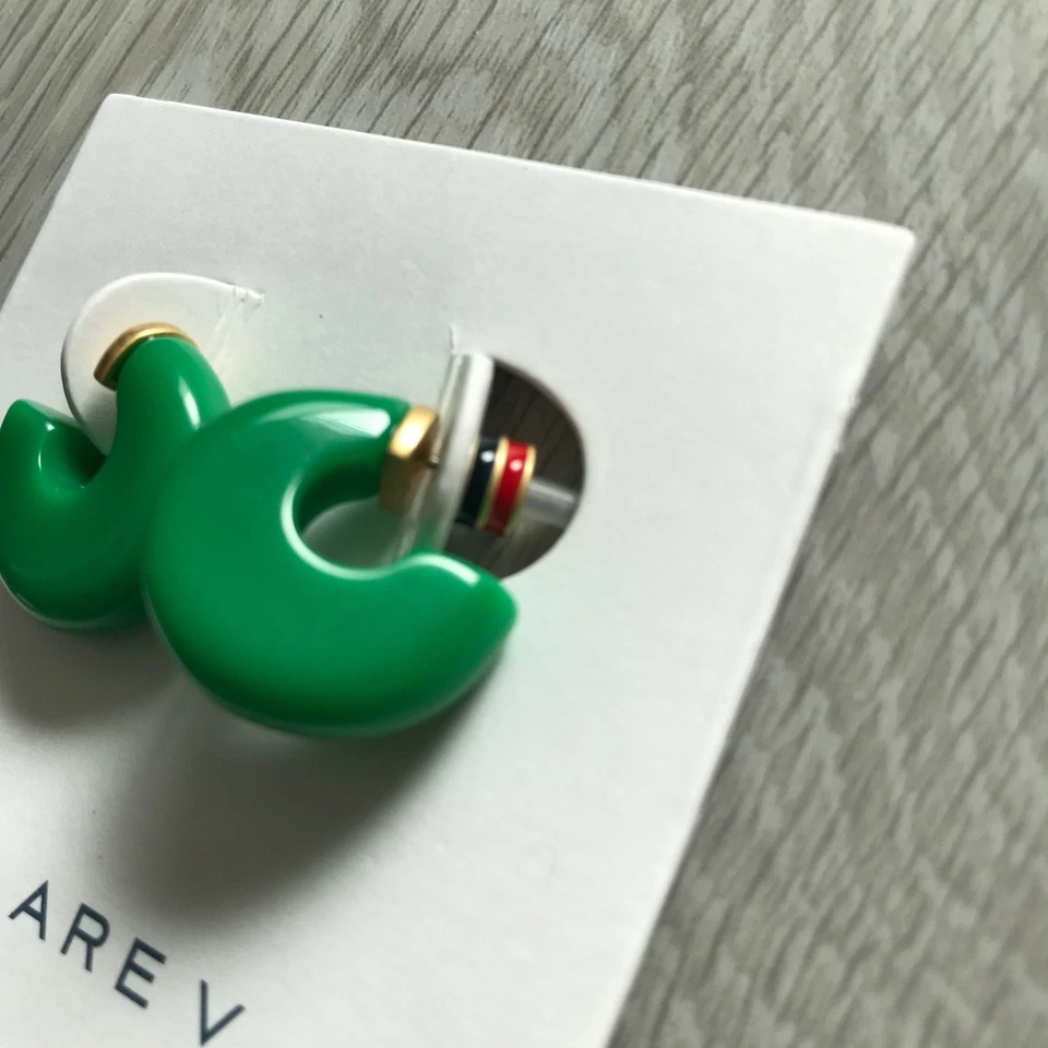 Clare V Earrings Green Le Hoop Enamel Emerald Resin Hoops - Never worn! - Image 3 of 4