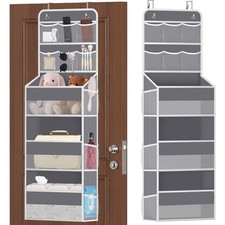 SpaceHacks 5-Tier Over the Door Organizer with Mesh 5-tier, Dark Grey