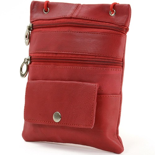 Soft Leather Purse Organizer Shoulder Bag 4 Pocket Micro Handbag Travel Wallet - Picture 2 of 26