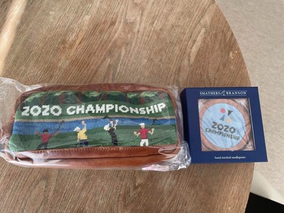 SMATHERS & BRANSON Golf Pouch Coaster Set Needlepoint ZOZO Championship GEBRA...