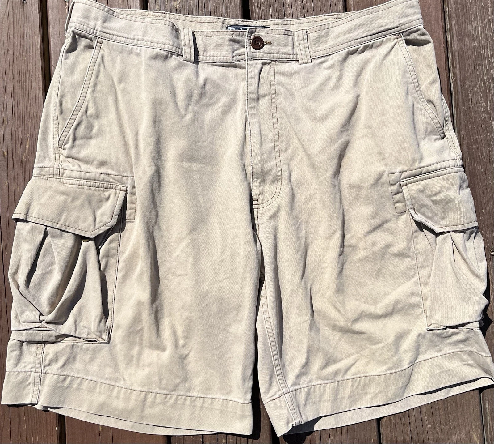 Vintage Y2K Polo By Ralph Lauren Cargo Shorts Mens 40 Khaki Thick Classic Cotton