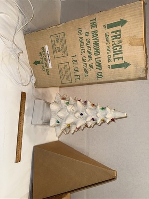VTG 1960s MCM WHITE CERAMIC LIGHT UP CHRISTMAS TREE RAYMOND LAMP COMPANY 17''