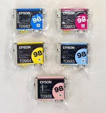 5 New Genuine EPSON 98 High-capacity Color Ink Cartridges T0982-T0986 - Sealed