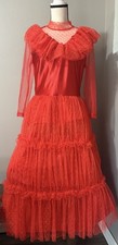 Lydia Deetz Red Wedding Dress Beetlejuice Gothic Cosplay Costume Sz 10/12