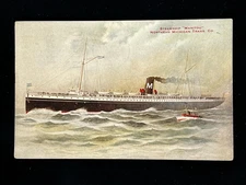 SS Manitou - Northern Michigan Trans Co - 1916 Postmark - Vintage Postcard