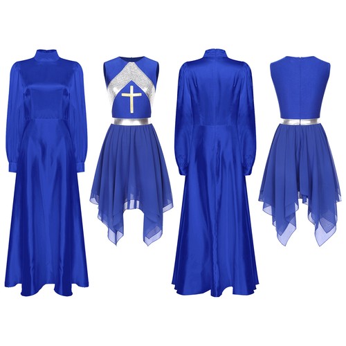 Damen Tanzkleidung Kirche Outfit Tanzkleid Gottesdienst Gewand Chor Kleider des Geistes - Bild 7 von 106