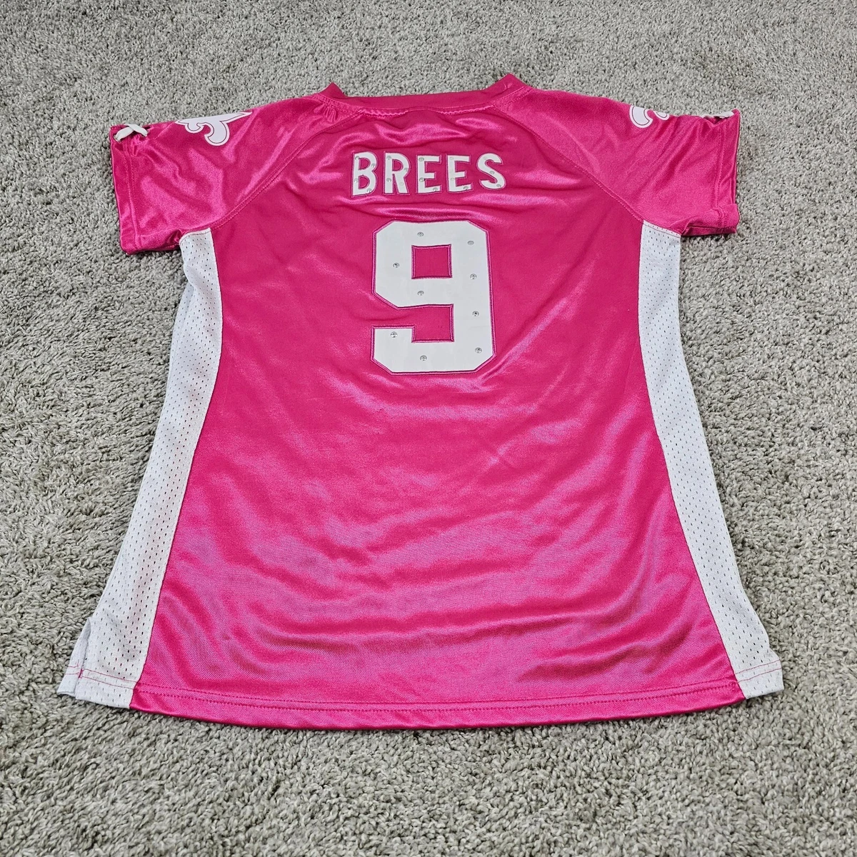 New Orleans Saints Jersey Womens XL Pink NFL Apparel Shirt #9 Drew Brees  Studded