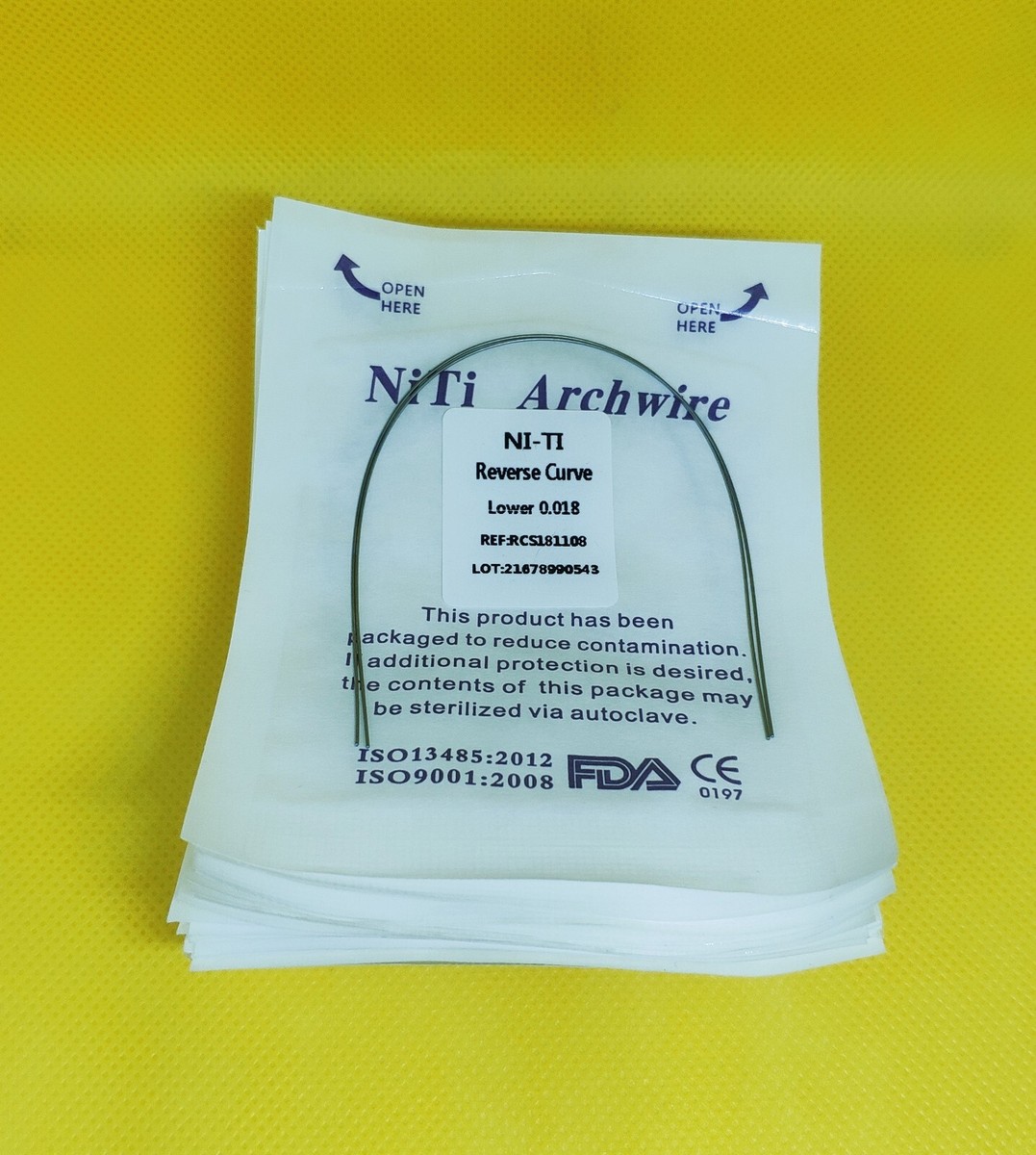 50 Arcs Orthodontiques Niti Super élastiques Forme Reverse Curve - Neuf Sous Emballage