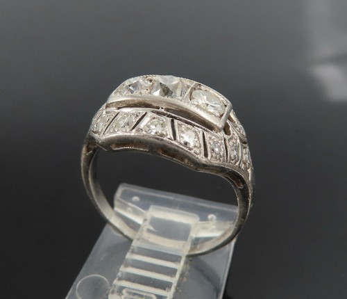 Antique Art Deco 1.15ct Old Mine Cut Diamond Platinum Filigree Decorated Ring - Picture 4 of 10