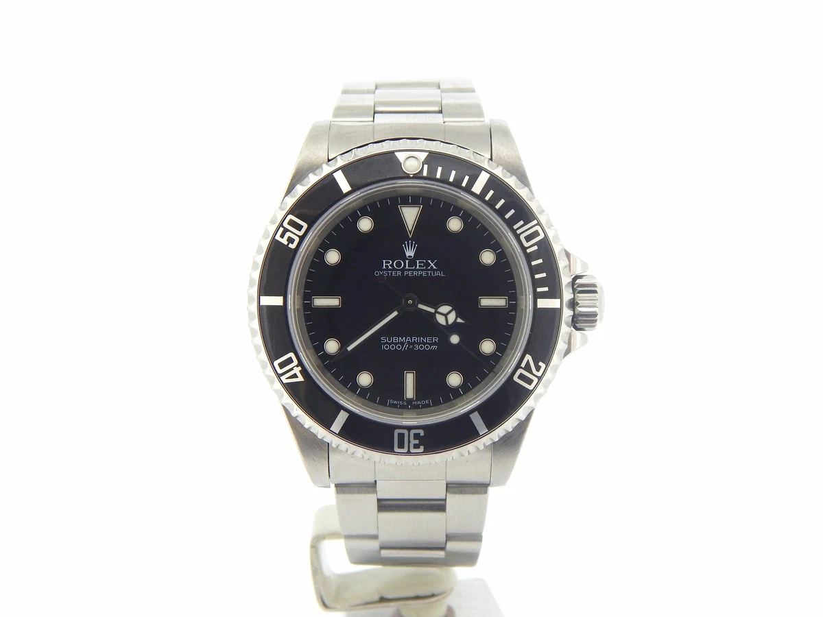 Rolex Submariner Stainless Steel Watch Black Dial Bezel No Date Sub 14060M