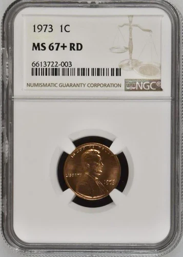 1973 1C RD  Lincoln Memorial One Cent  NGC MS67+RD  6613722-003