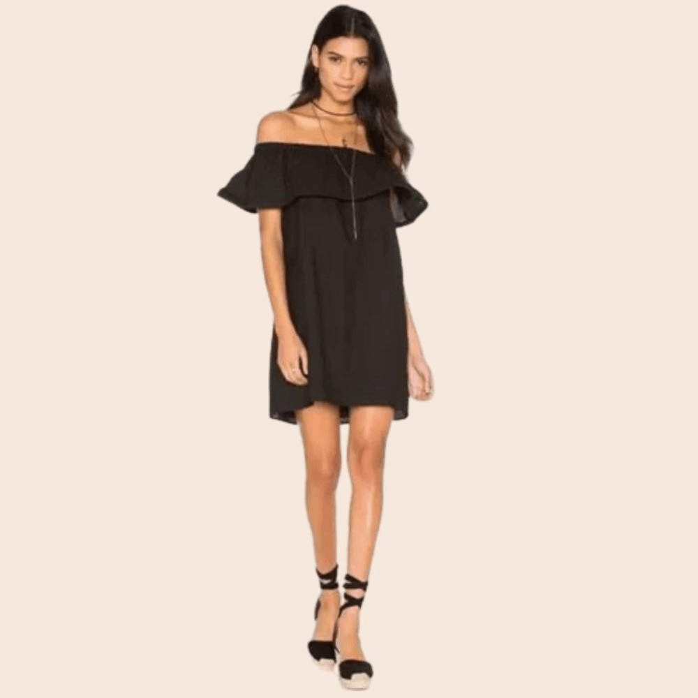 line and dot ruffle dress Lorcan Strapless Ruffle Dotted Midi Dress Oat