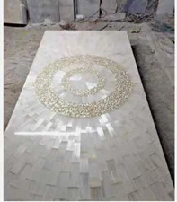4'x2' Marble Dining Coffee hotel Table Top inlay selenite with mop decor home