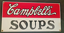 Campbell's Soup Metal Porcelain Wall Sign 14x7 Brass 1993 Vtg Retro