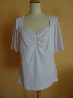 Eleg. T-Shirt v. Creation L, Gr. 40/42, weiß doppellagig,Kurzarm, Neu 115