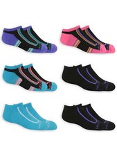 Fruit of the Loom Girl's Active Half Cushion No Show Socks, 6-Pack