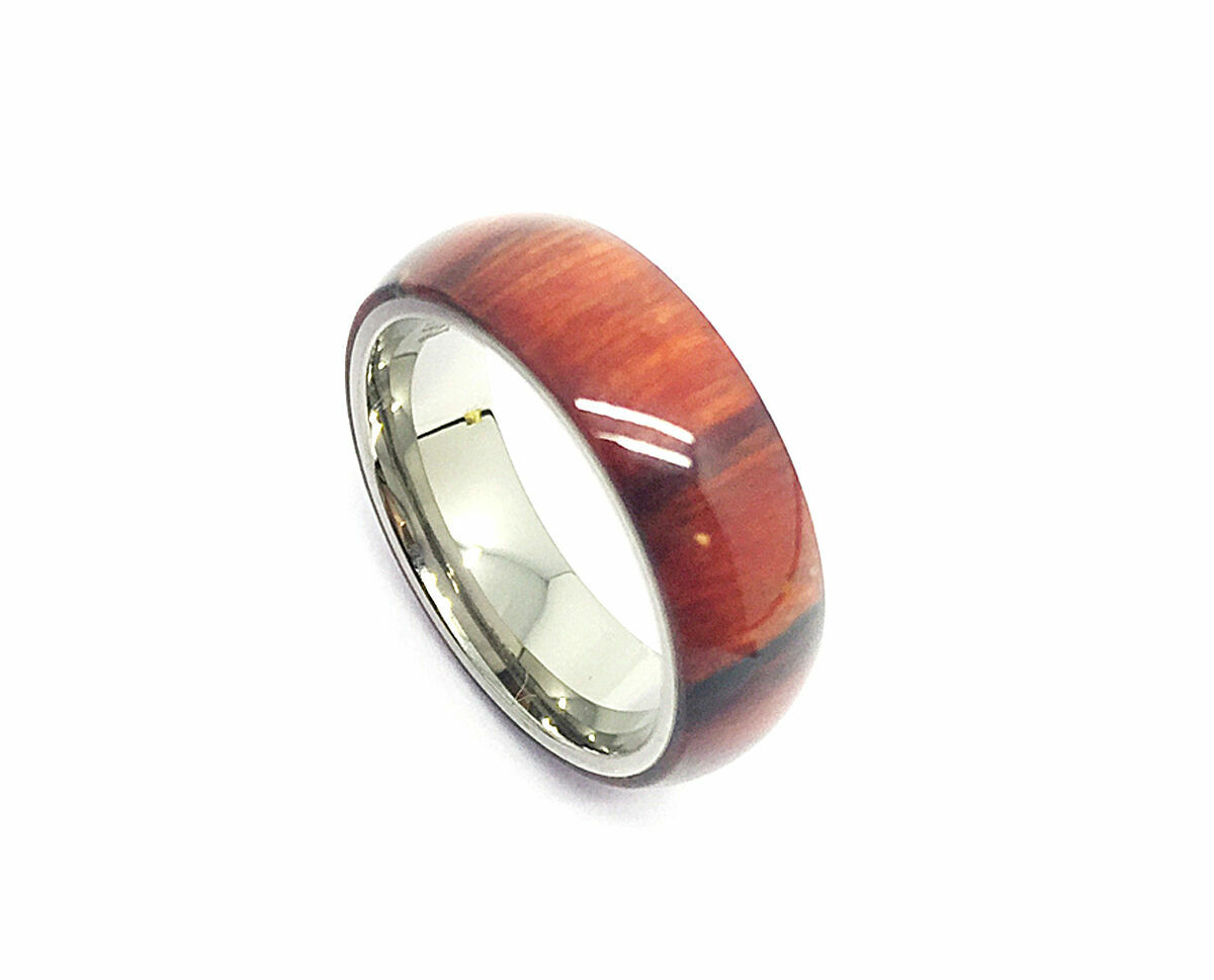 6mm Men's or Ladies Titanium Pure Cherry Hawaiian Koa Wood Wedding Band  Ring