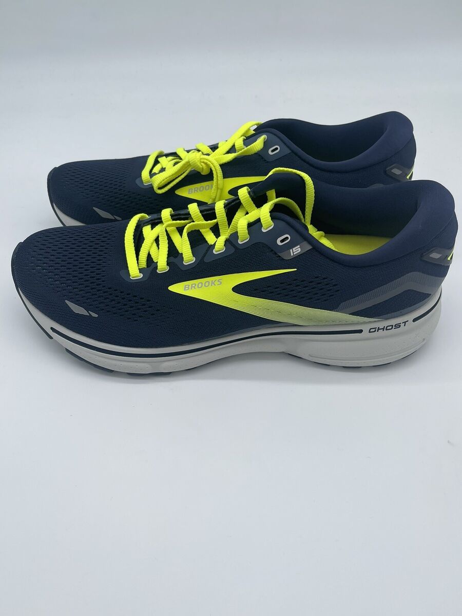 Brooks Ghost 15 Mens D Blue Yellow Running Walking Sneaker