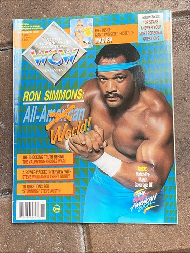 WCW Wrestling Magazin November 1992 MADUSA 2-SEITIGES POSTER - Ron Simmons Cover