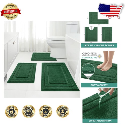 Elegant Green Bathroom Rug Set Photos