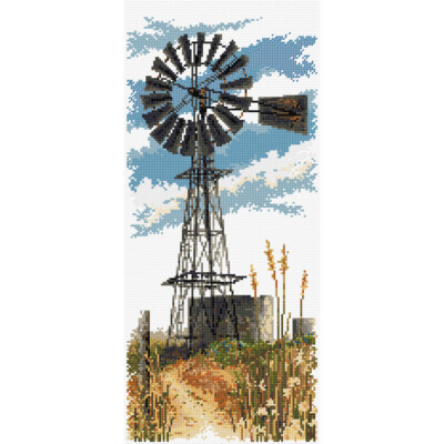 Windmill counted cross stitch chart, optional Zweigart aida & DMC thread