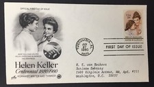 US FIRST DAY COVER HELEN KELLER CENTENNIAL Tuscumbia AL 1980
