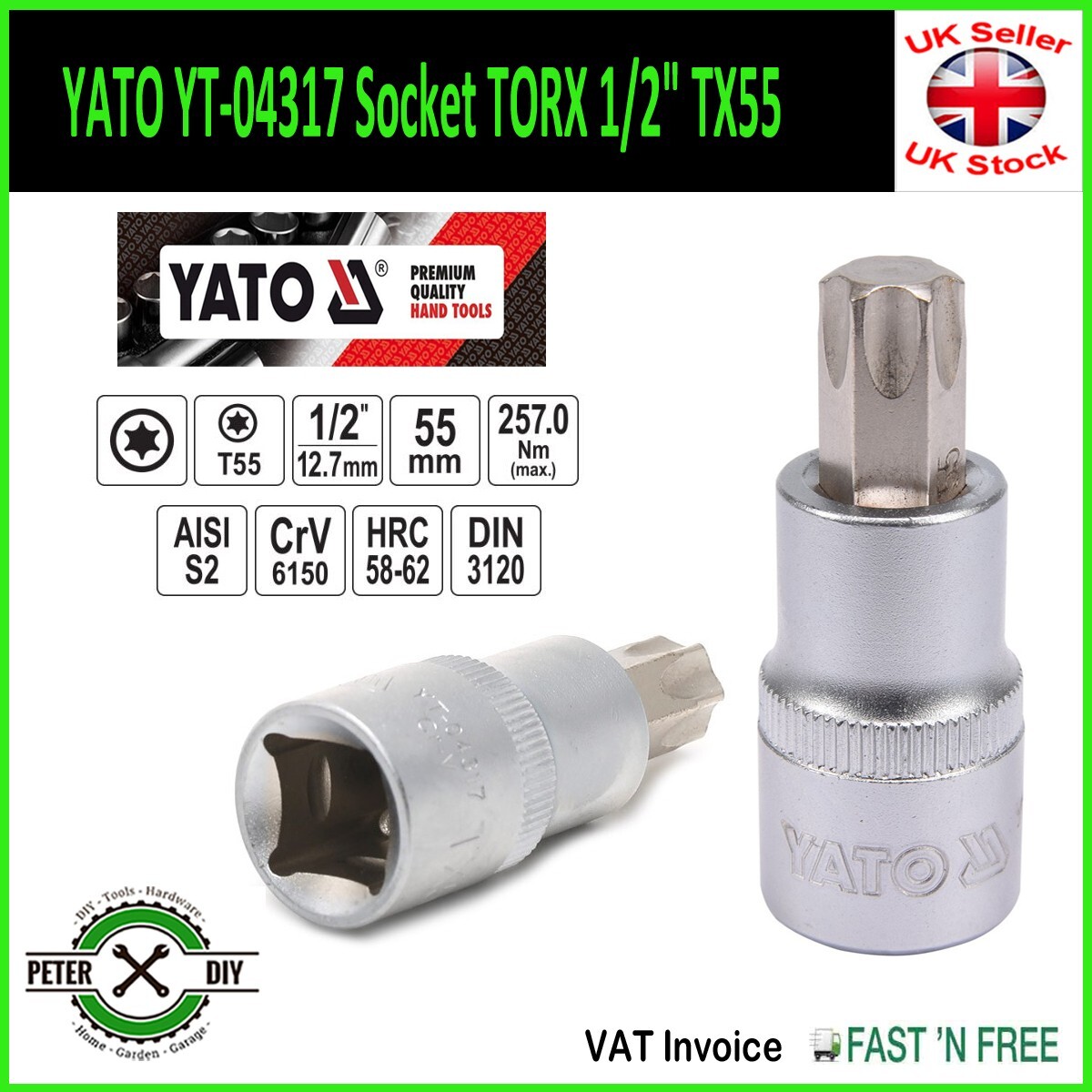 SOCKET BIT Torx TX55 1/2