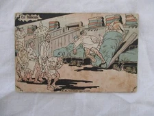 CPA FANTAISIE ILLUSTREE CAMP POILUS EN BASCULE 