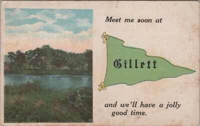 Meet Me Soon At Gillet We'll Have A Jolly Time Posted Divided Back VTG Post Card