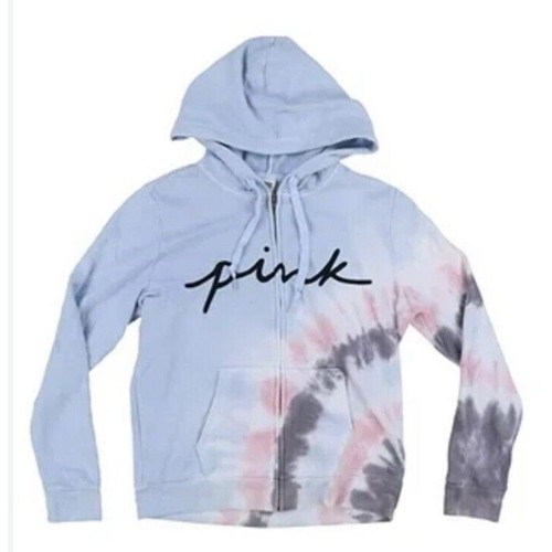 Victoria's Secret Pink Jacket Womens Size XS Hoodie Tie Dye Hydrangea Blue Rare