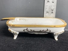 Ladies Decorative Porcelain Ashtray Rose Design & Bronze Rim