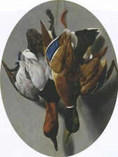 Oil painting Arthur-Fitzwilliam-Tait-Canvas-Back-and-Mallard still life prey art