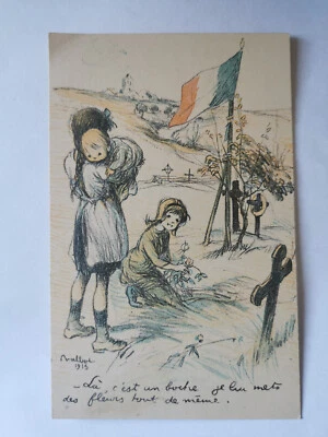 CPA Illustration POULBOT - Là c'est un boche , je lui mets des fleurs - Photo 1/2