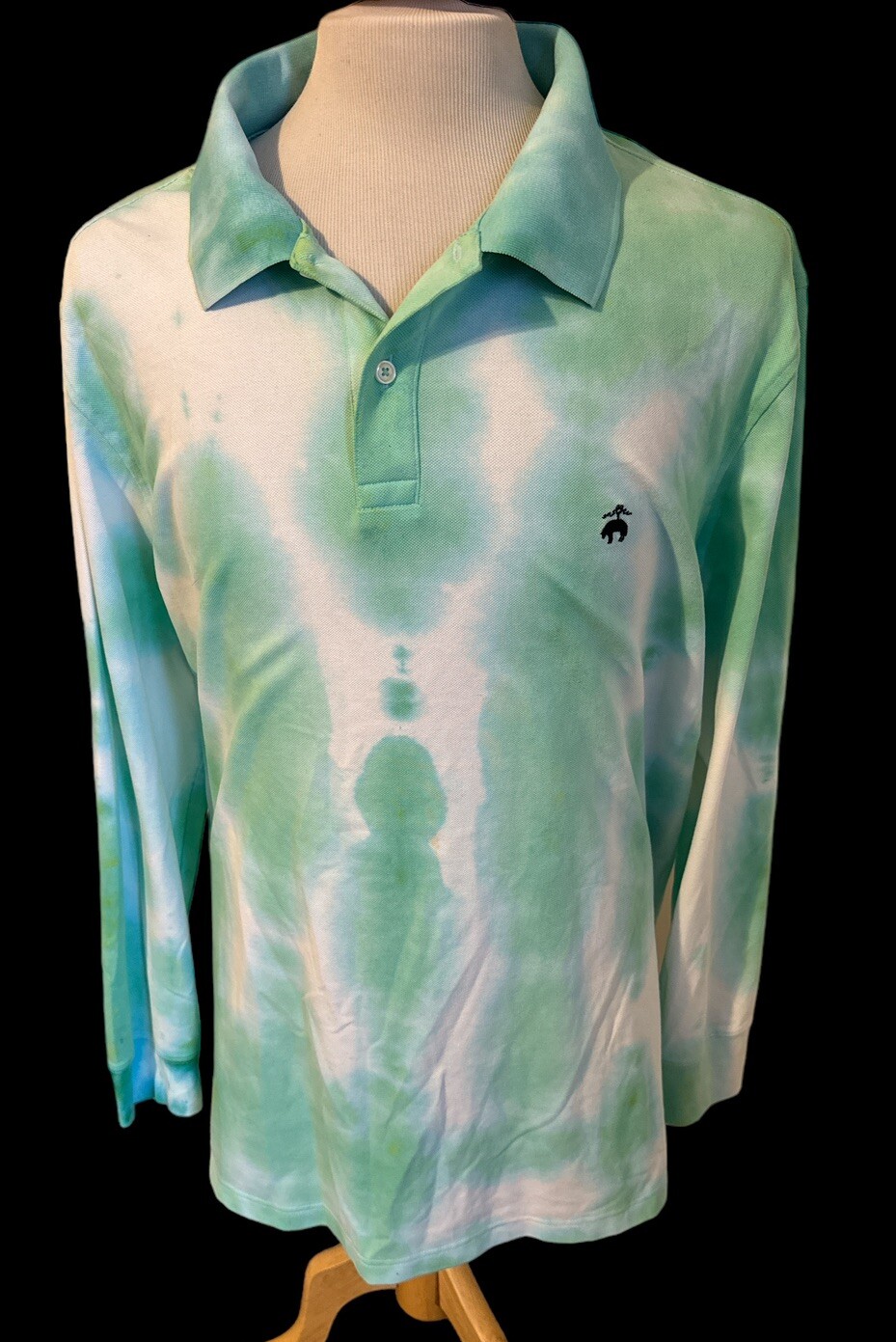Brooks Brothers Mens Sz 1XLT Big & Tall Pullover Green Tie Dye Performance Polo